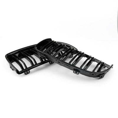 Calandre Avant Double Lame Noir Brillant BMW E90 Berline Wagon 2004-2007 - installé sur véhicule - Becquet Voiture