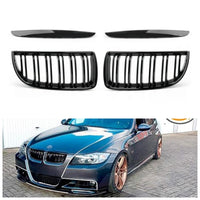Calandre Avant Double Lame Noir Brillant BMW E90 Berline Wagon 2004-2007 - vue arrière 2 - Becquet Voiture