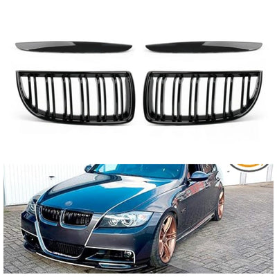 Calandre Avant Double Lame Noir Brillant BMW E90 Berline Wagon 2004-2007 - vue arrière 2 - Becquet Voiture