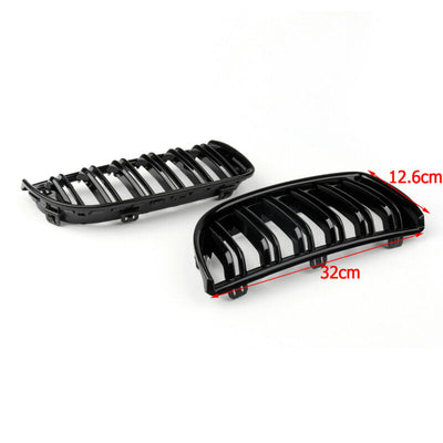 Calandre Avant Double Lame Noir Brillant BMW E90 Berline Wagon 2004-2007 - vue de profil - Becquet Voiture