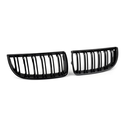 Calandre Avant Double Lame Noir Brillant BMW E90 Berline Wagon 2004-2007 - vue rapprochée - Becquet Voiture