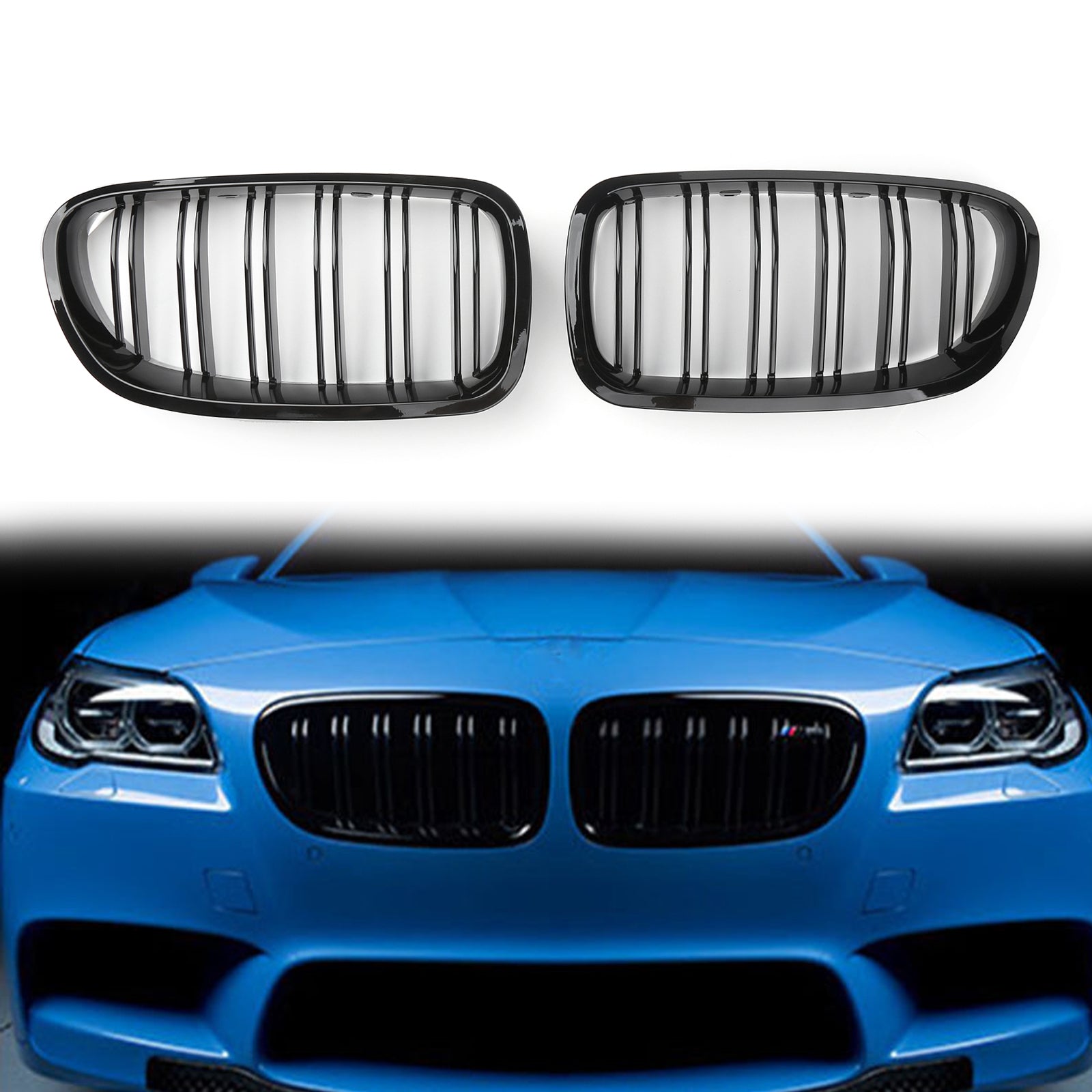 Calandre Avant Double Ligne BMW Série 5 F10 F18 2010-2016 - vue de face - Becquet Voiture