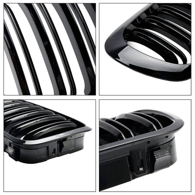 Calandre Avant Double Ligne Noir Brillant BMW E46 Coupé Cabriolet 1998-2001 - vue de face 3 - Becquet Voiture
