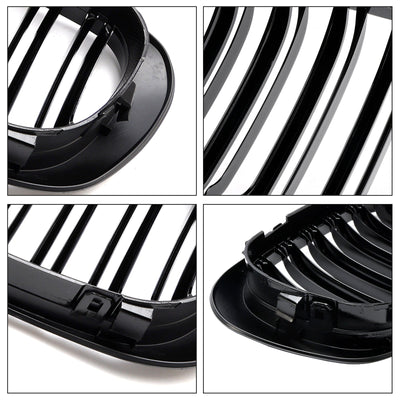 Calandre Avant Double Ligne Noir Brillant BMW E46 Coupé Cabriolet 1998-2001 - vue de profil 3 - Becquet Voiture