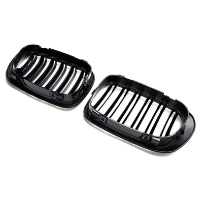 Calandre Avant Double Ligne Noir Brillant BMW E46 Coupé Cabriolet 1998-2001 - vue rapprochée 2 - Becquet Voiture