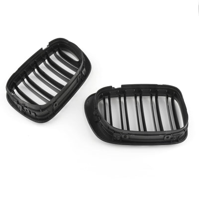 Calandre Avant Double Ligne Noir Brillant BMW E46 Coupé Cabriolet 1998-2001 - vue rapprochée - Becquet Voiture