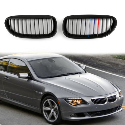Calandre Avant M-Color Noir Brillant BMW E63 E64 645i 650i M6 - détail du montage - Becquet Voiture