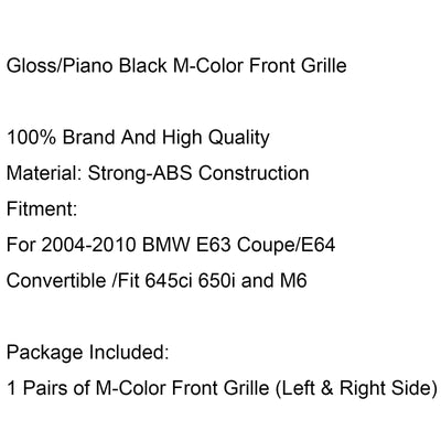 Calandre Avant M-Color Noir Brillant BMW E63 E64 645i 650i M6 - packshot studio - Becquet Voiture