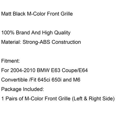 Calandre Avant M-Color Noir Brillant BMW E63 E64 645i 650i M6 - vue de face 2 - Becquet Voiture