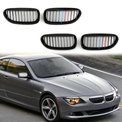Calandre Avant M-Color Noir Brillant BMW E63 E64 645i 650i M6 - vue de face - Becquet Voiture