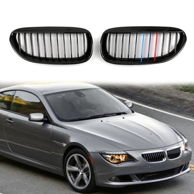 Calandre Avant M-Color Noir Brillant BMW E63 E64 645i 650i M6 - vue de profil - Becquet Voiture