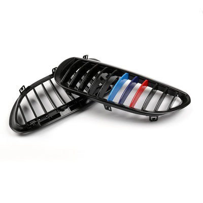 Calandre Avant M-Color Noir Brillant BMW E63 E64 645i 650i M6 - vue de trois-quarts - Becquet Voiture