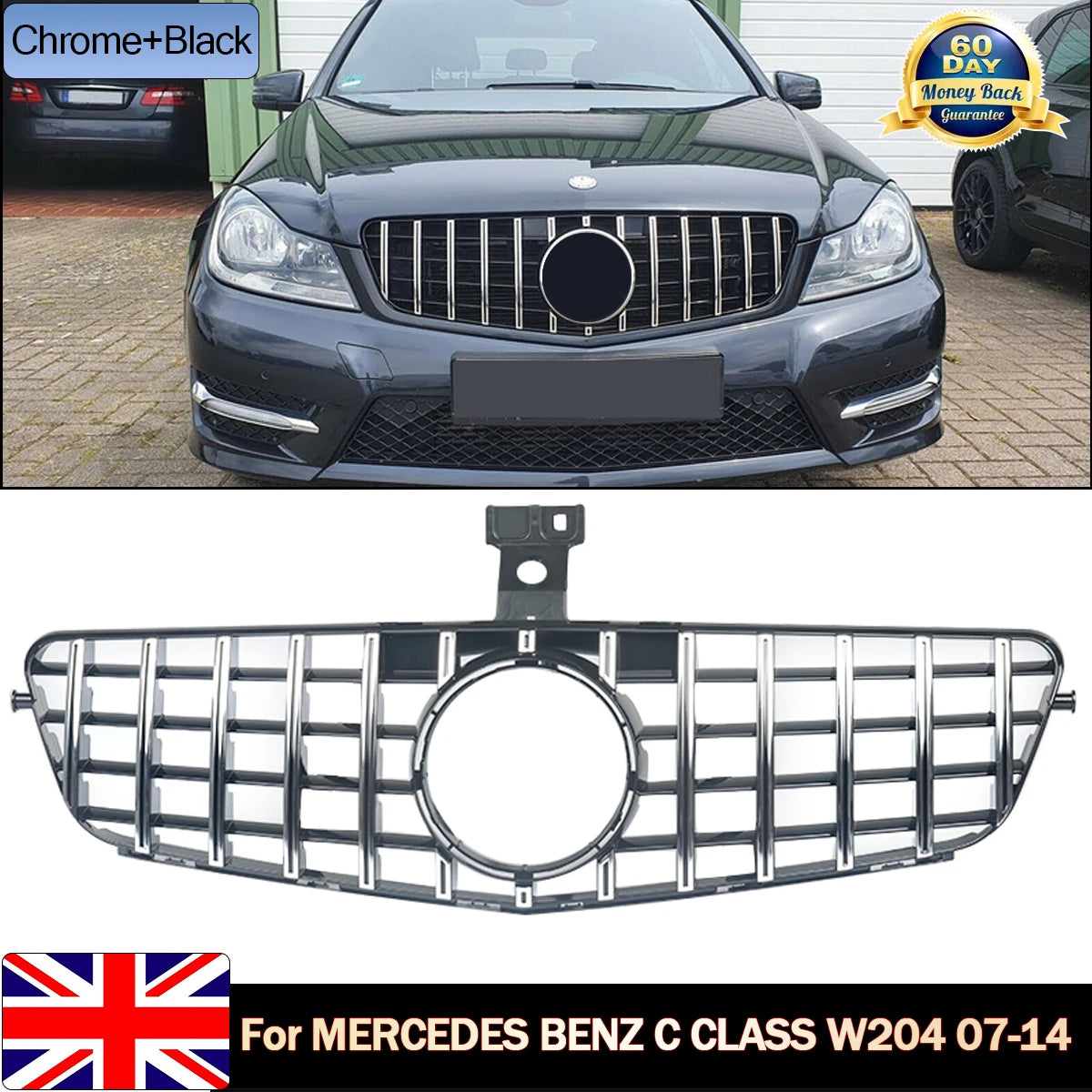 Calandre Avant Mercedes Classe C W204 Look GT - vue de face - Becquet Voiture