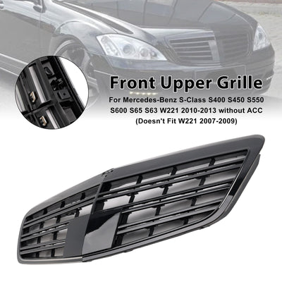 Calandre Avant Mercedes Classe S W221 Noir Brillant 2010-2013 - vue de profil - Becquet Voiture