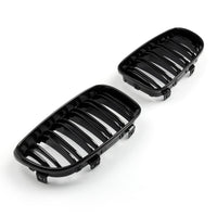 Gloss Black Front Grille BMW 1 Series E81 E87 E82 E88 128i 135i 2008-2012 - three-quarter view - Becquet Voiture