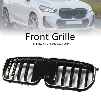 Calandre Avant Noir Brillant BMW X1 U11 U12 2023-2024 - vue de trois-quarts - Becquet Voiture