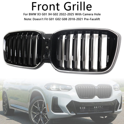 Calandre Avant Noir Brillant BMW X3 G01 X4 G02 2022-2025 - vue de profil - Becquet Voiture