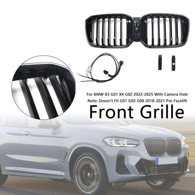 Calandre Avant Noir Brillant BMW X3 G01 X4 G02 2022-2025 - vue de trois-quarts - Becquet Voiture