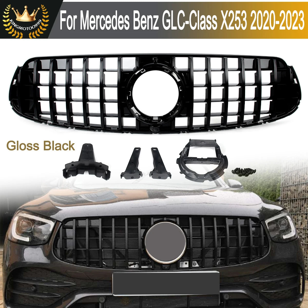 Calandre Avant Noir Brillant Mercedes GLC X253 GLC43 AMG 2020-2023 - vue de face - Becquet Voiture