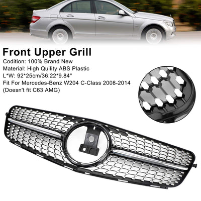 Calandre Avant Noir Chrome Mercedes Classe C W204 2008-2014 - vue de face - Becquet Voiture