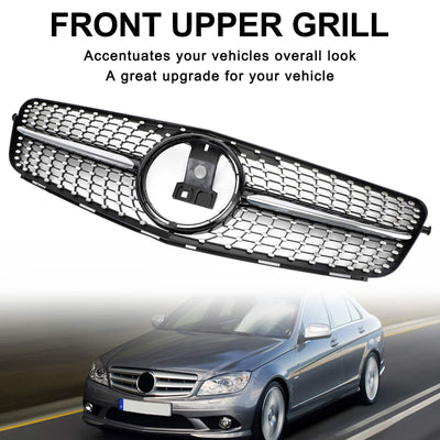 Calandre Avant Noir Chrome Mercedes Classe C W204 2008-2014 - vue de profil - Becquet Voiture