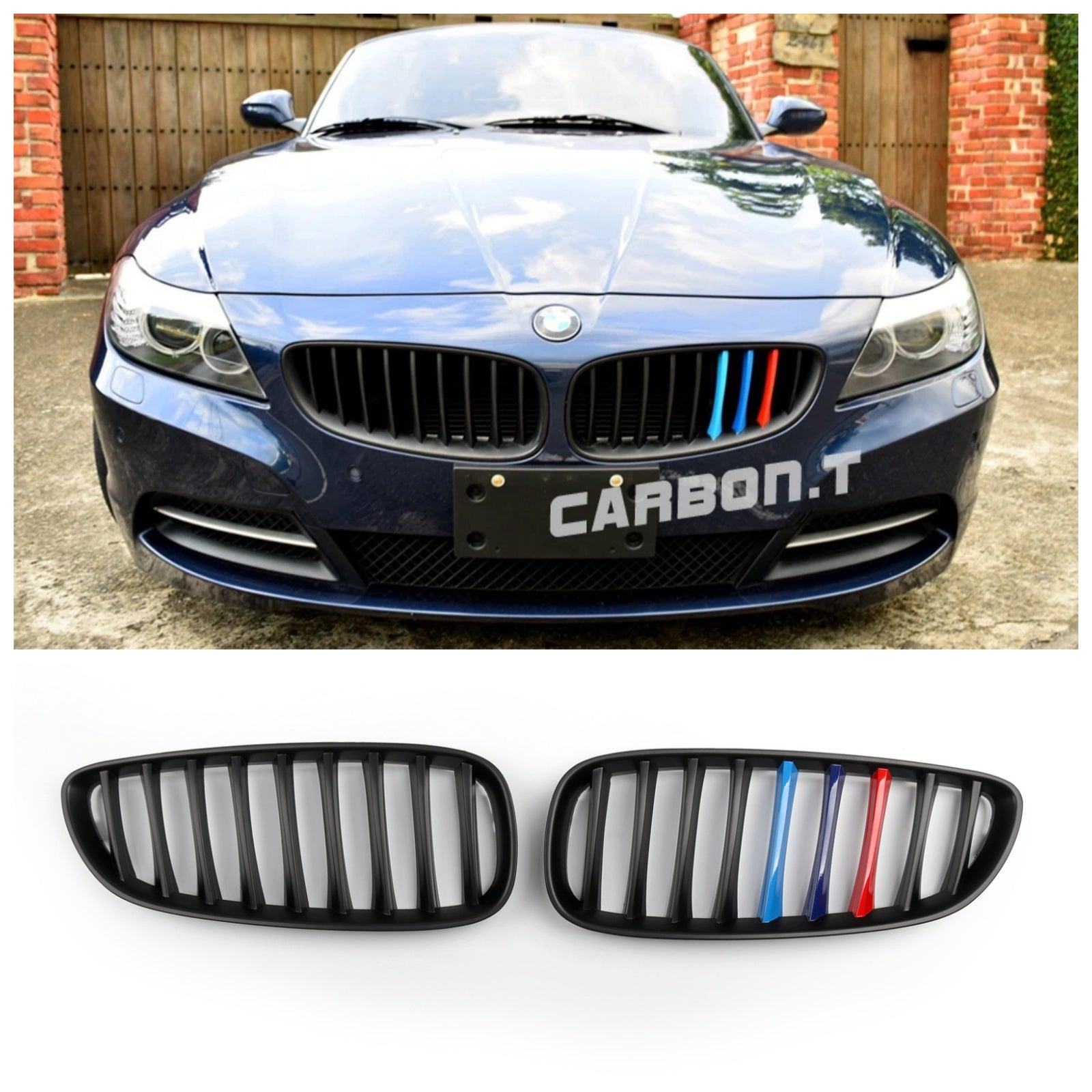 Calandre Avant Noire Mate 2 Pièces BMW E89 Z4 2009-2016 - vue de face - Becquet Voiture