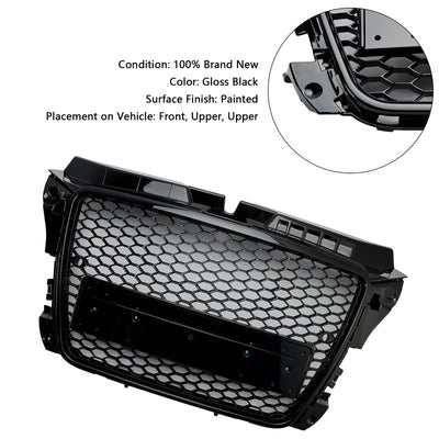 Calandre Avant RS3 Style Alvéolée Pour Audi A3 8P / S3 2008-2013 - vue de face 2 - Becquet Voiture