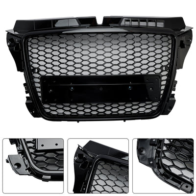 Calandre Avant RS3 Style Alvéolée Pour Audi A3 8P / S3 2008-2013 - vue de profil 2 - Becquet Voiture