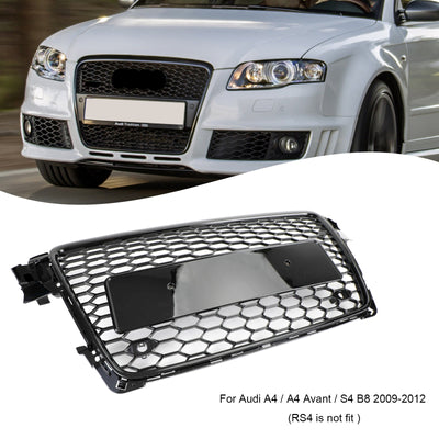 Calandre Avant RS4 Style Nid D'abeille Audi A4 S4 B8 - vue de face 3 - Becquet Voiture