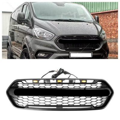 Calandre Avant Style Raptor 3LED Noir Mat Ford Transit Custom - packshot studio - Becquet Voiture