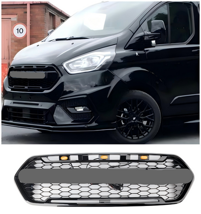 Calandre Avant Style Raptor Ford Transit Custom 2018-2023 3LED - détail du montage - Becquet Voiture