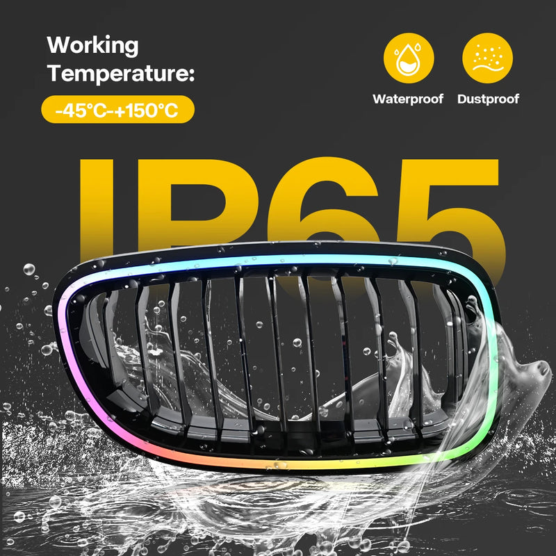 Calandre BMW E90 Série 3 2009-2012 Éclairage RGB - installé sur véhicule - Becquet Voiture
