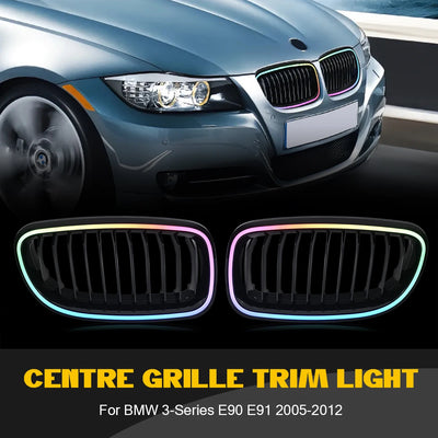 Calandre BMW E90 Série 3 2009-2012 Éclairage RGB - vue de face - Becquet Voiture