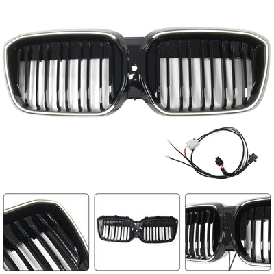 Calandre BMW iX3 G08 LCI Double Lamelles Noir 2022-2024 - détail du montage - Becquet Voiture
