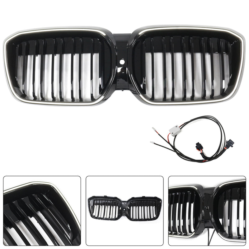 Calandre BMW iX3 G08 LCI Double Lamelles Noir 2022-2024 - détail du montage - Becquet Voiture
