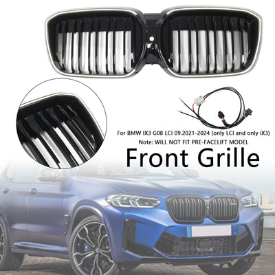 Calandre BMW iX3 G08 LCI Double Lamelles Noir 2022-2024 - installé sur véhicule - Becquet Voiture