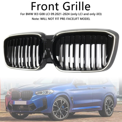 Calandre BMW iX3 G08 LCI Double Lamelles Noir 2022-2024 - vue arrière - Becquet Voiture