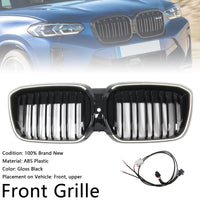 Calandre BMW iX3 G08 LCI Double Lamelles Noir 2022-2024 - vue de profil - Becquet Voiture