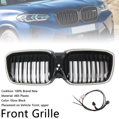 Calandre BMW iX3 G08 LCI Double Lamelles Noir 2022-2024 - vue de profil - Becquet Voiture