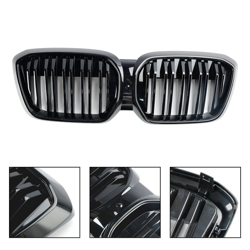 Calandre BMW iX3 G08 LCI Double Lamelles Noir Brillant 2022 - packshot studio - Becquet Voiture