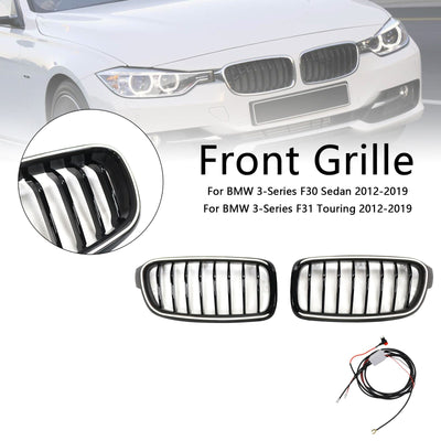 Calandre BMW Série 3 F30 F31 F35 Noir Brillant 2012-2019 v2 - installé sur véhicule - Becquet Voiture