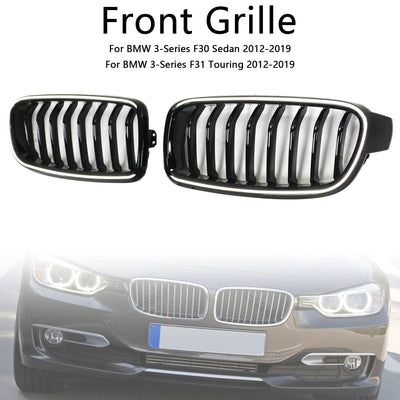 Calandre BMW Série 3 F30 F31 F35 Noir Brillant 2012-2019 v2 - vue arrière - Becquet Voiture