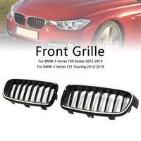 Calandre BMW Série 3 F30 F31 F35 Noir Brillant 2012-2019 v2 - vue de trois-quarts - Becquet Voiture