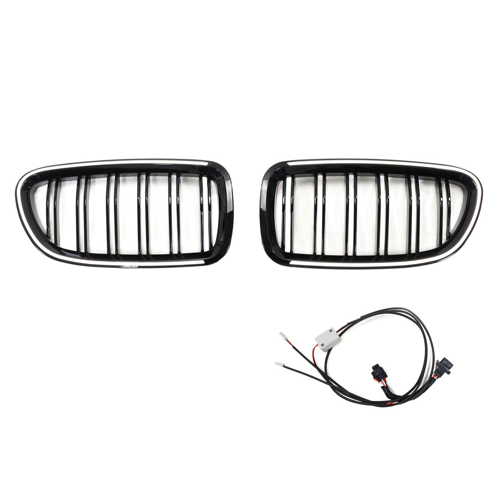 Calandre BMW Série 5 F10 F11 2009-2016 Noir Brillant - vue de face - Becquet Voiture
