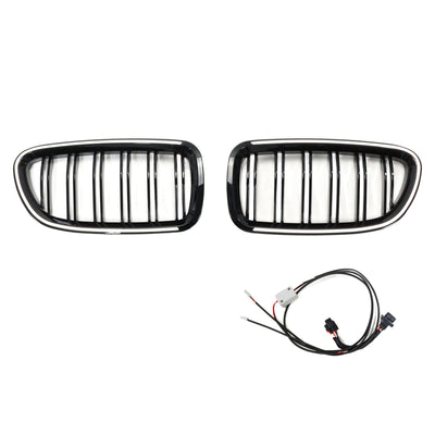 Calandre BMW Série 5 F10 F11 2009-2016 Noir Brillant - vue de face - Becquet Voiture
