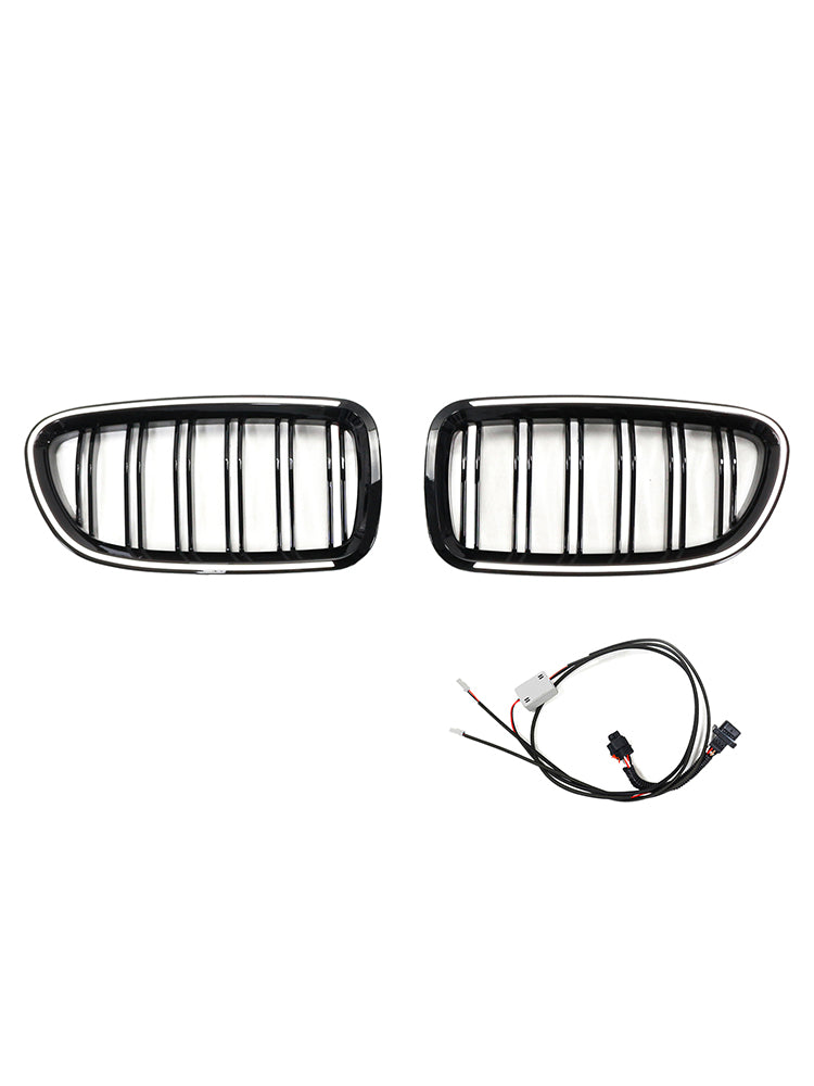 Calandre BMW Série 5 F10 F11 2010-2016 Noir Brillant - vue de face - Becquet Voiture