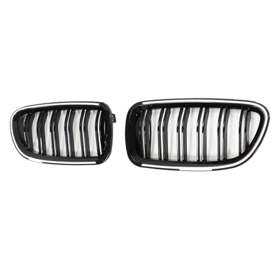 Calandre BMW Série 5 F10 F11 2010-2016 Noir Brillant - vue de trois-quarts 2 - Becquet Voiture