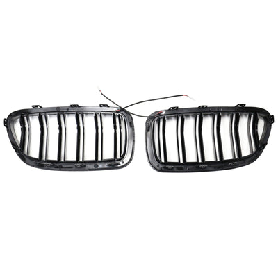 Calandre BMW Série 5 F10 F11 2010-2016 Noir Brillant - vue rapprochée - Becquet Voiture