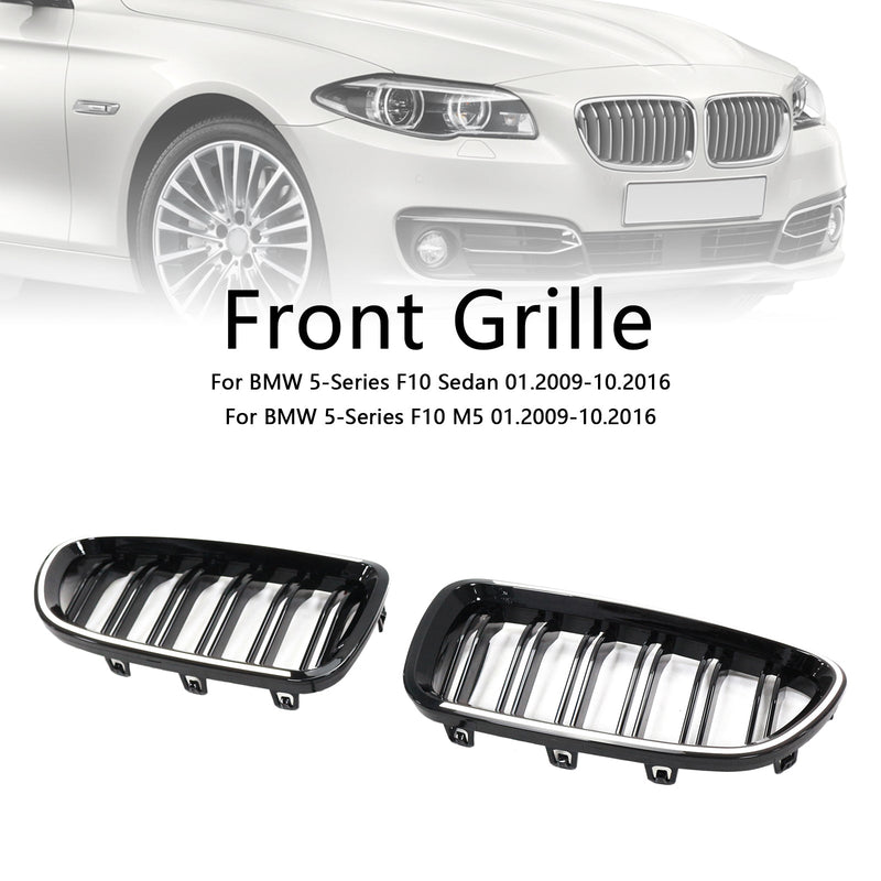 BMW 5er F10 F11 Kühlergrill Schwarz Glänzend Vorne - am Fahrzeug montiert - Becquet Voiture