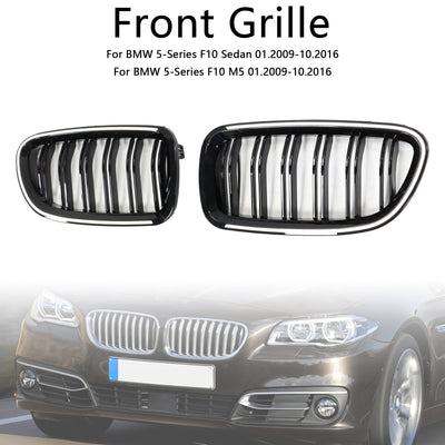 Calandre BMW Série 5 F10 F11 Noir Brillant Avant - vue de trois-quarts - Becquet Voiture